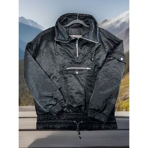 Vintage NILS Sheen Ski 1/2 Zip Jacket Women 14 Black Adjustable Waist Zip Pocket